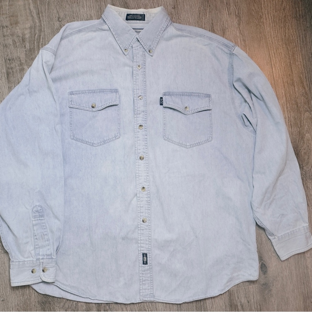 Lee Light Blue Denim Button-Down Work Shirt